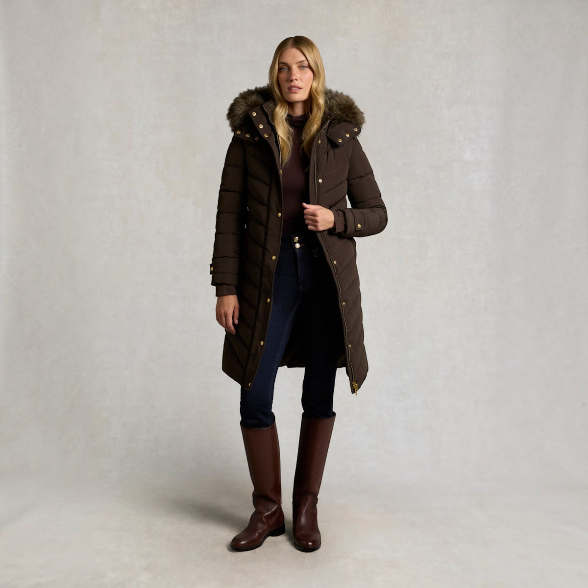 Holland Cooper Chamonix Coat Heraldic Chocolate