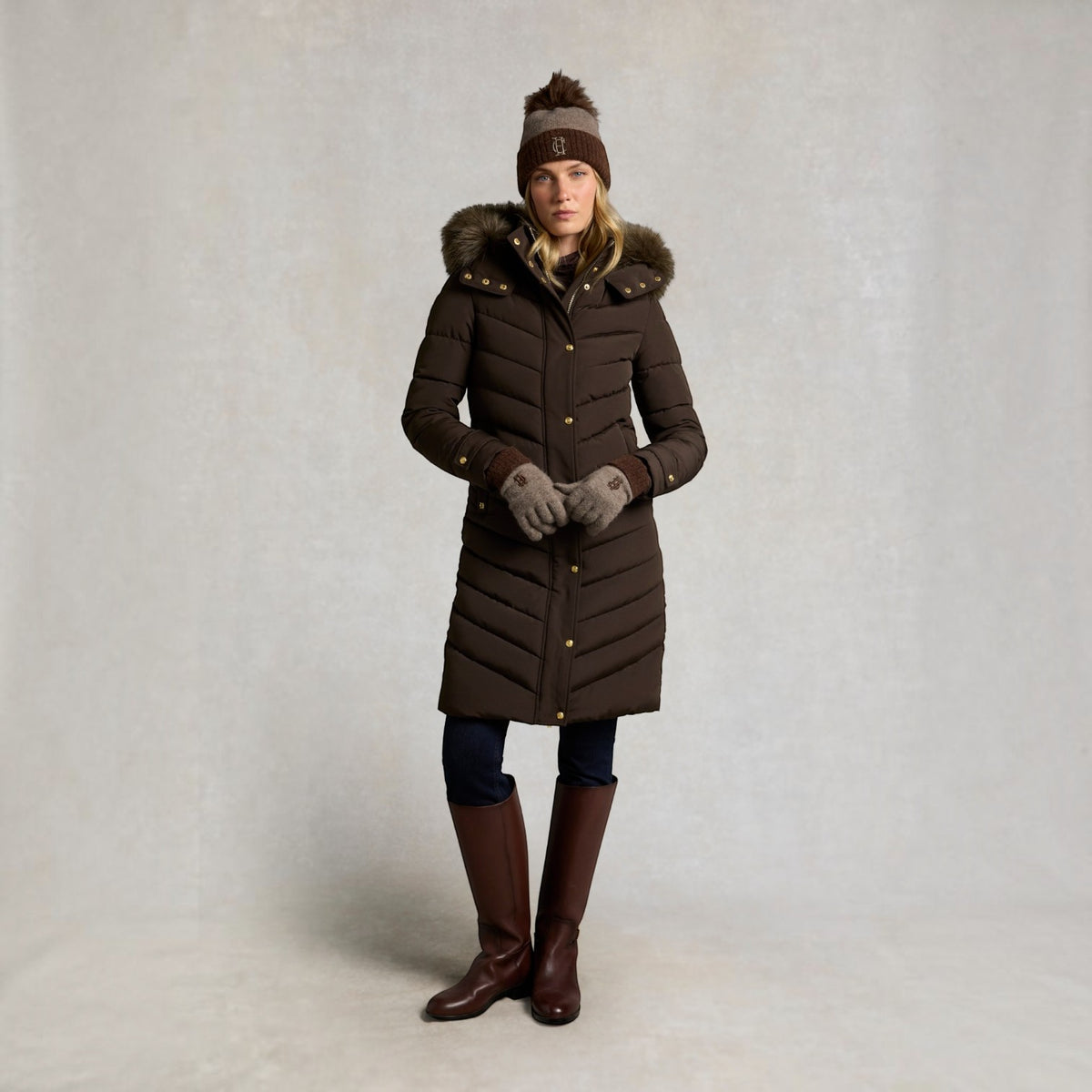 Holland Cooper Chamonix Coat Heraldic Chocolate