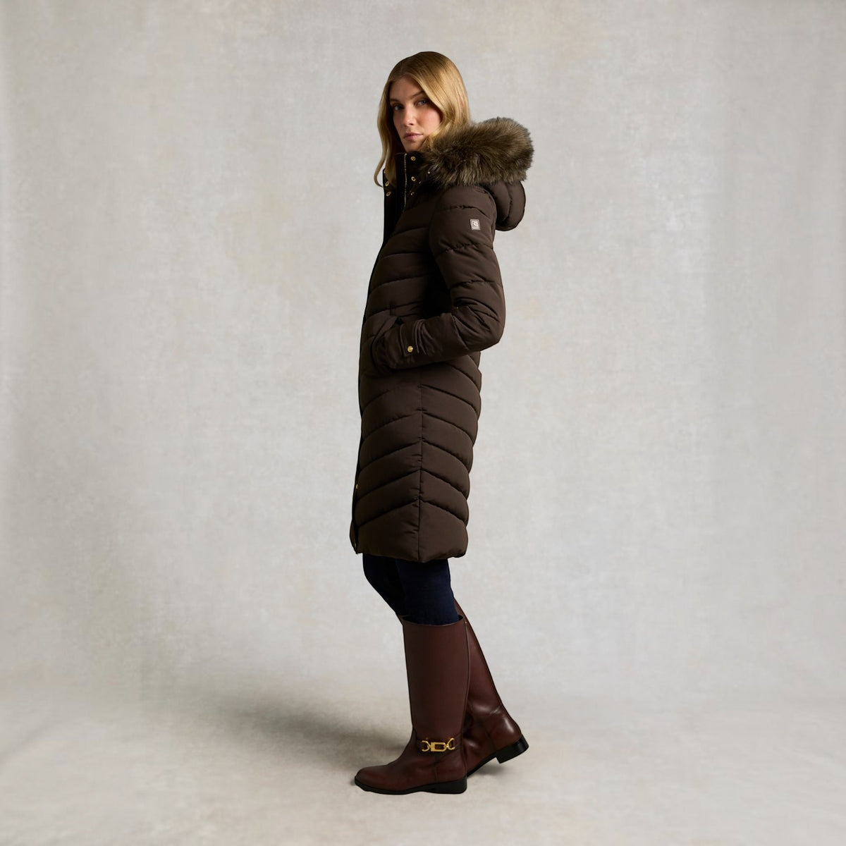 Holland Cooper Chamonix Coat Heraldic Chocolate