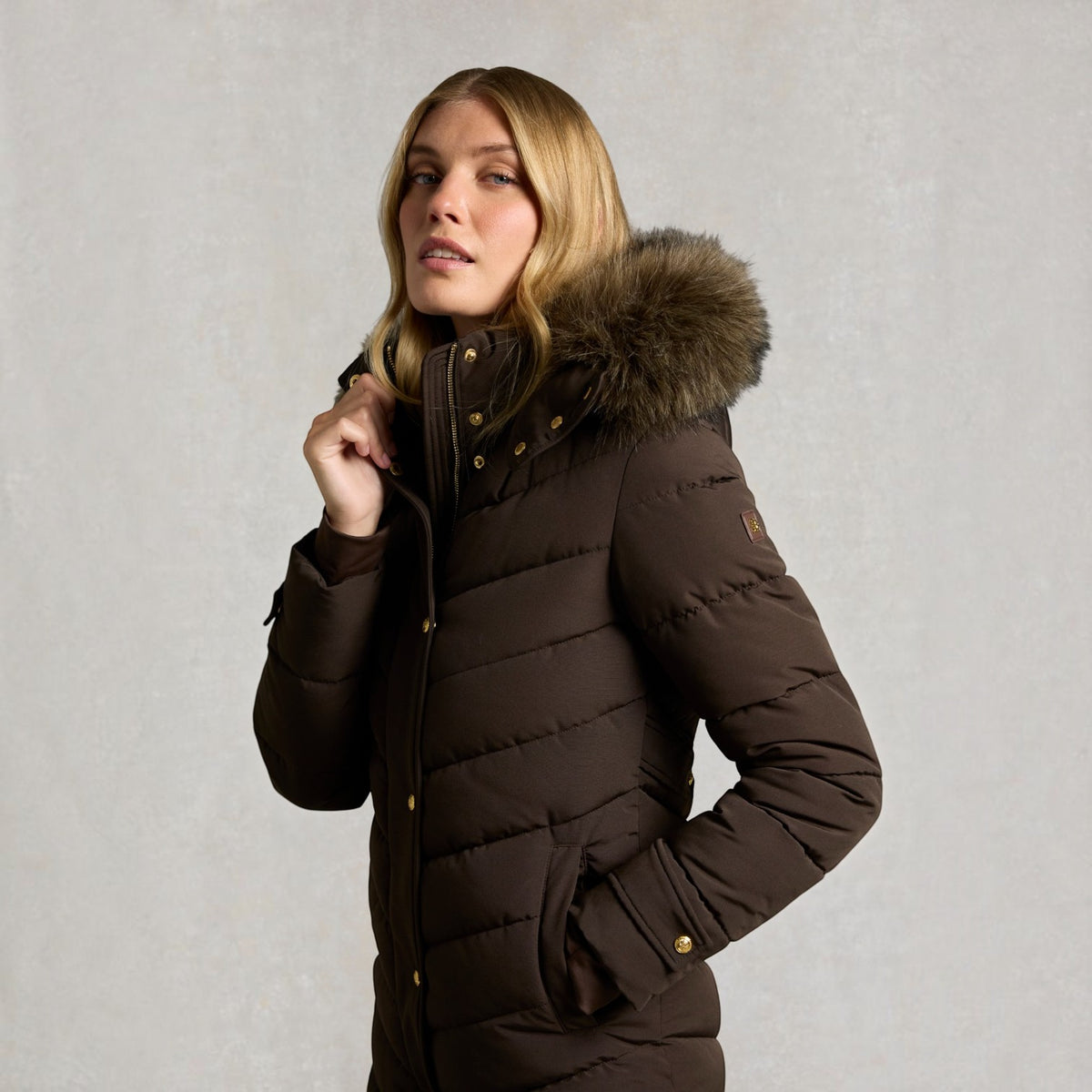 Holland Cooper Chamonix Coat Heraldic Chocolate