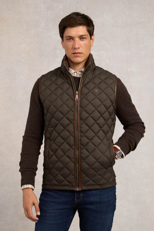 Holland Cooper Men's Country Quilted Gilet Khaki