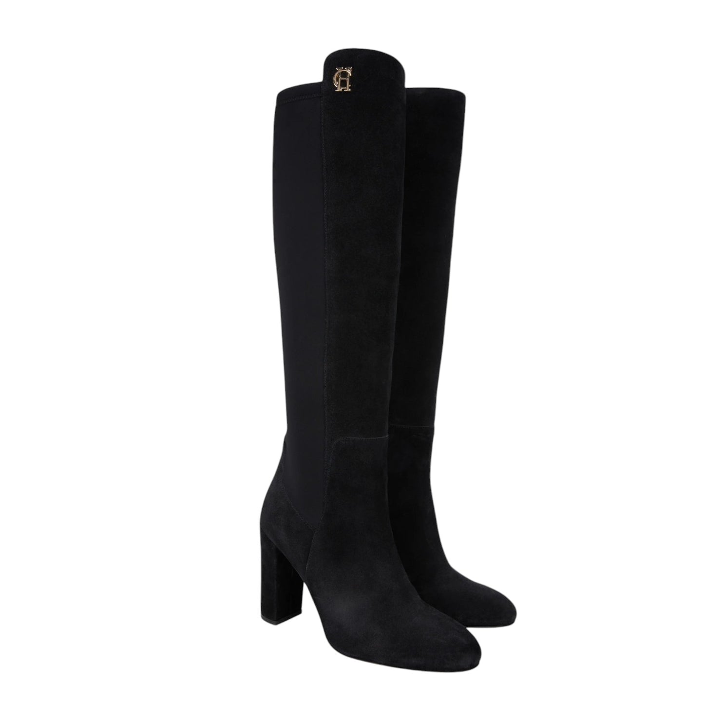 Holland Cooper Albany Heeled Boot Black Suede