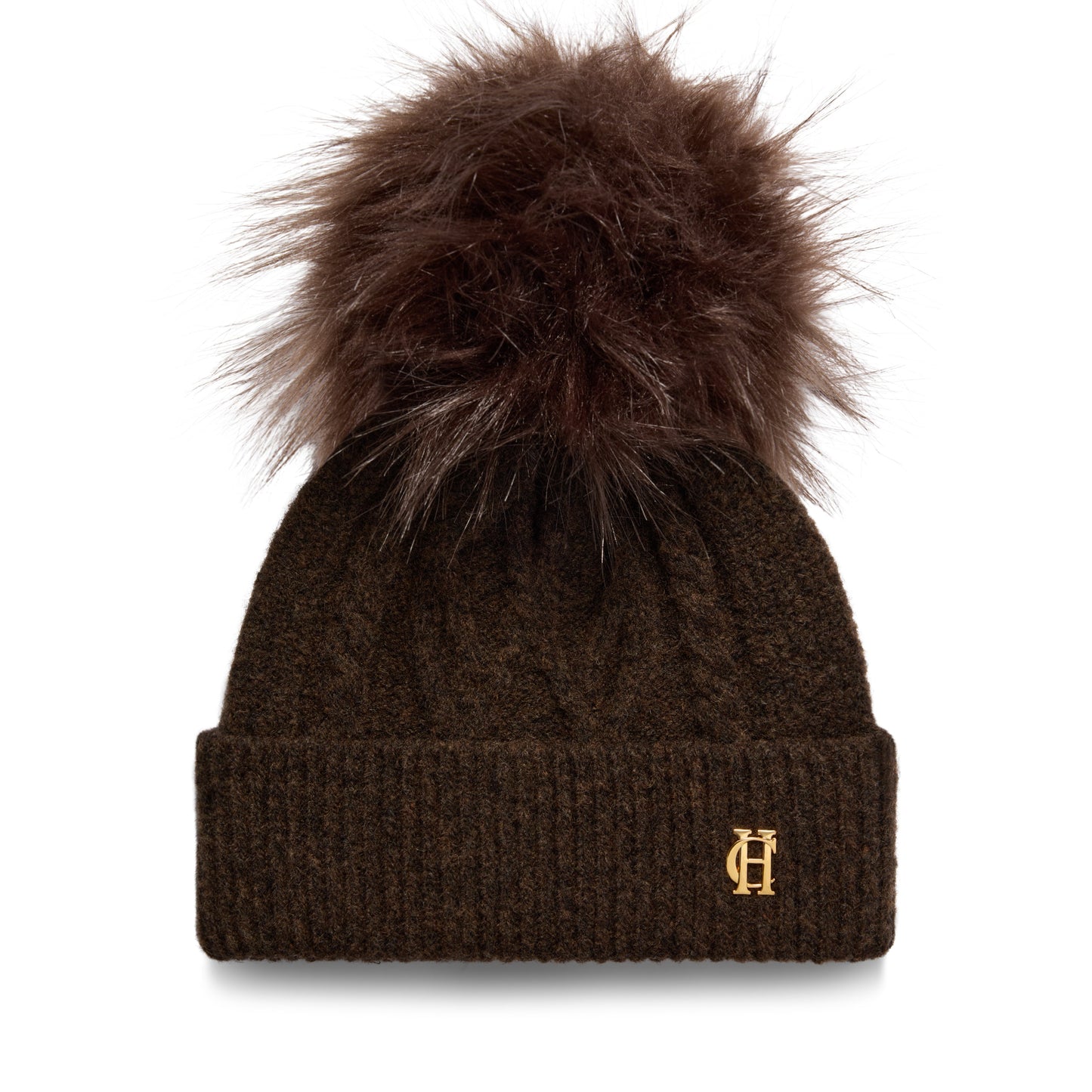Holland Cooper Sloane Cable Bobble Hat Chocolate