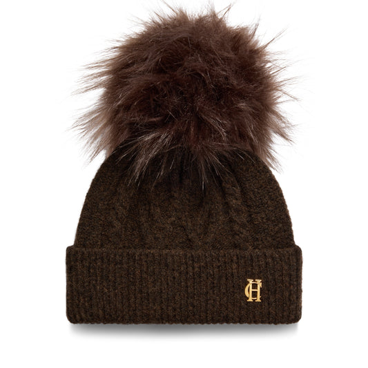 Holland Cooper Sloane Cable Bobble Hat Chocolate