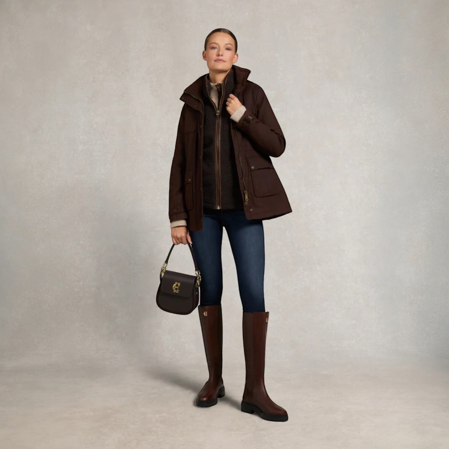 Holland Cooper Country Fleece Gilet Chocolate Borg