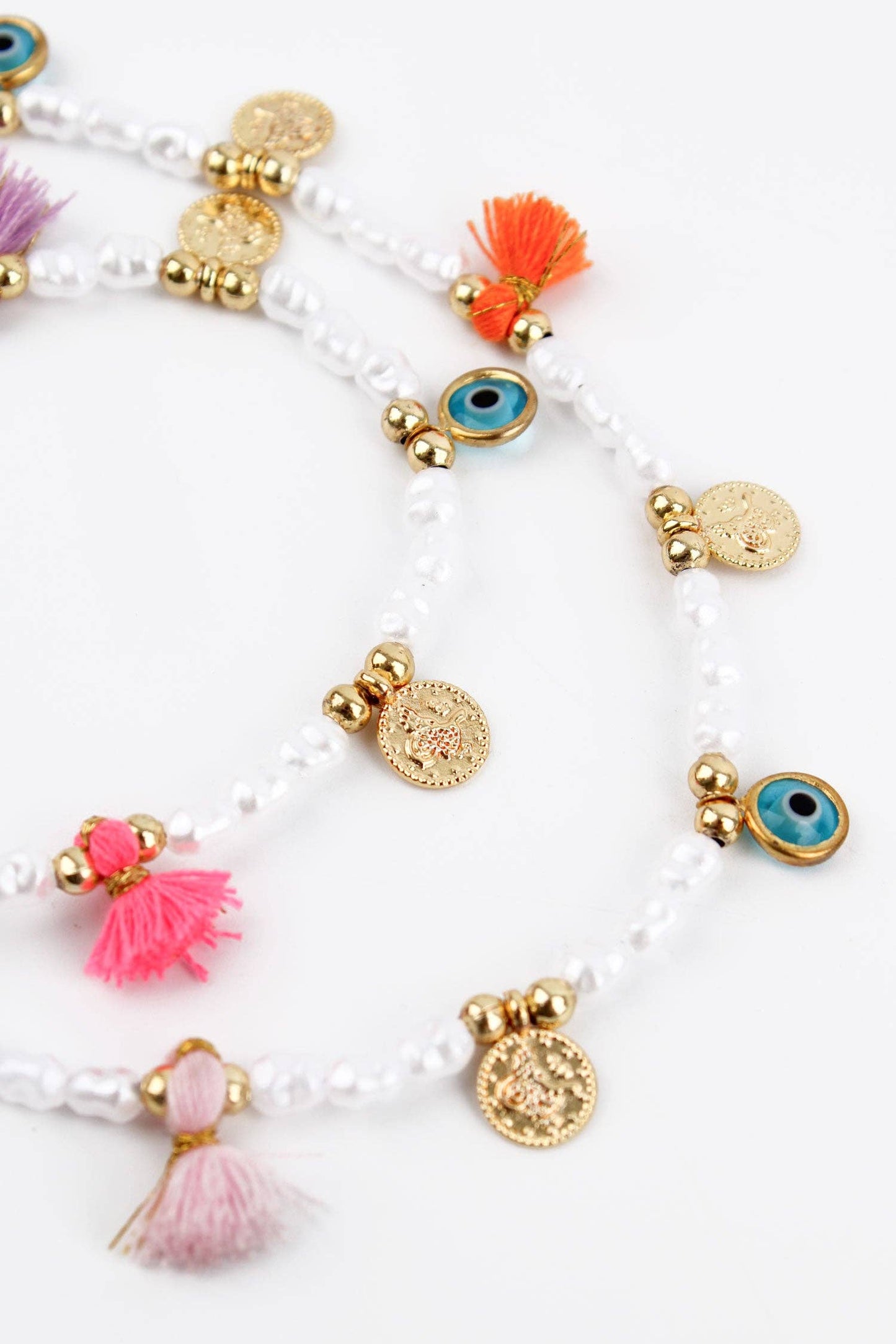 My Doris Pearl Charm And Tassel Necklace