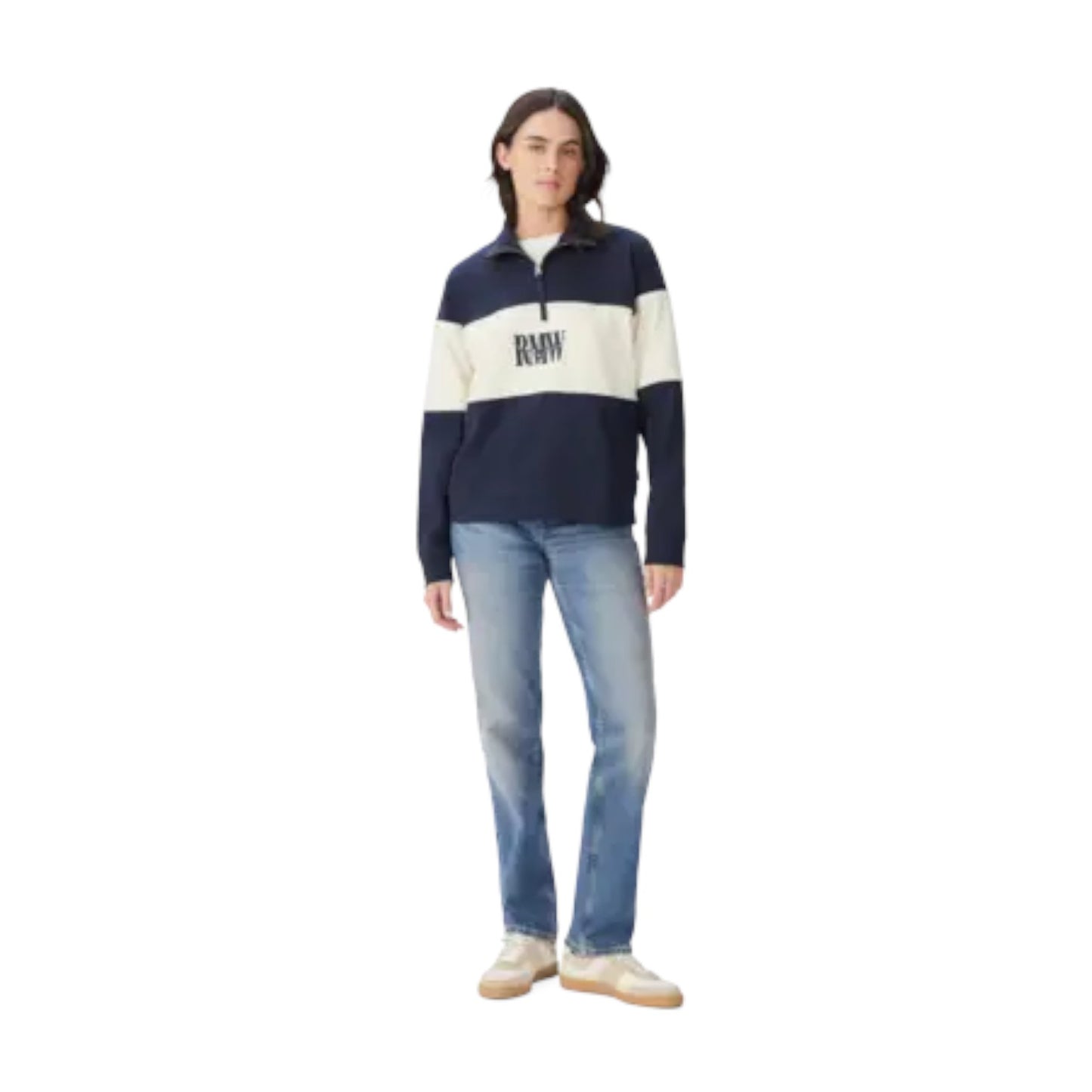 R.M. Williams Trickett Panel Sweatshirt Navy Ivory