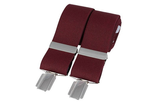 Burgundy Plain 35mm Silver Clip Braces