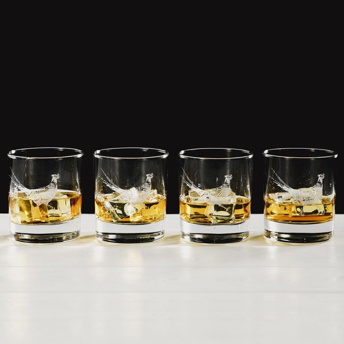 4 Glass Tumblers - Pheasant