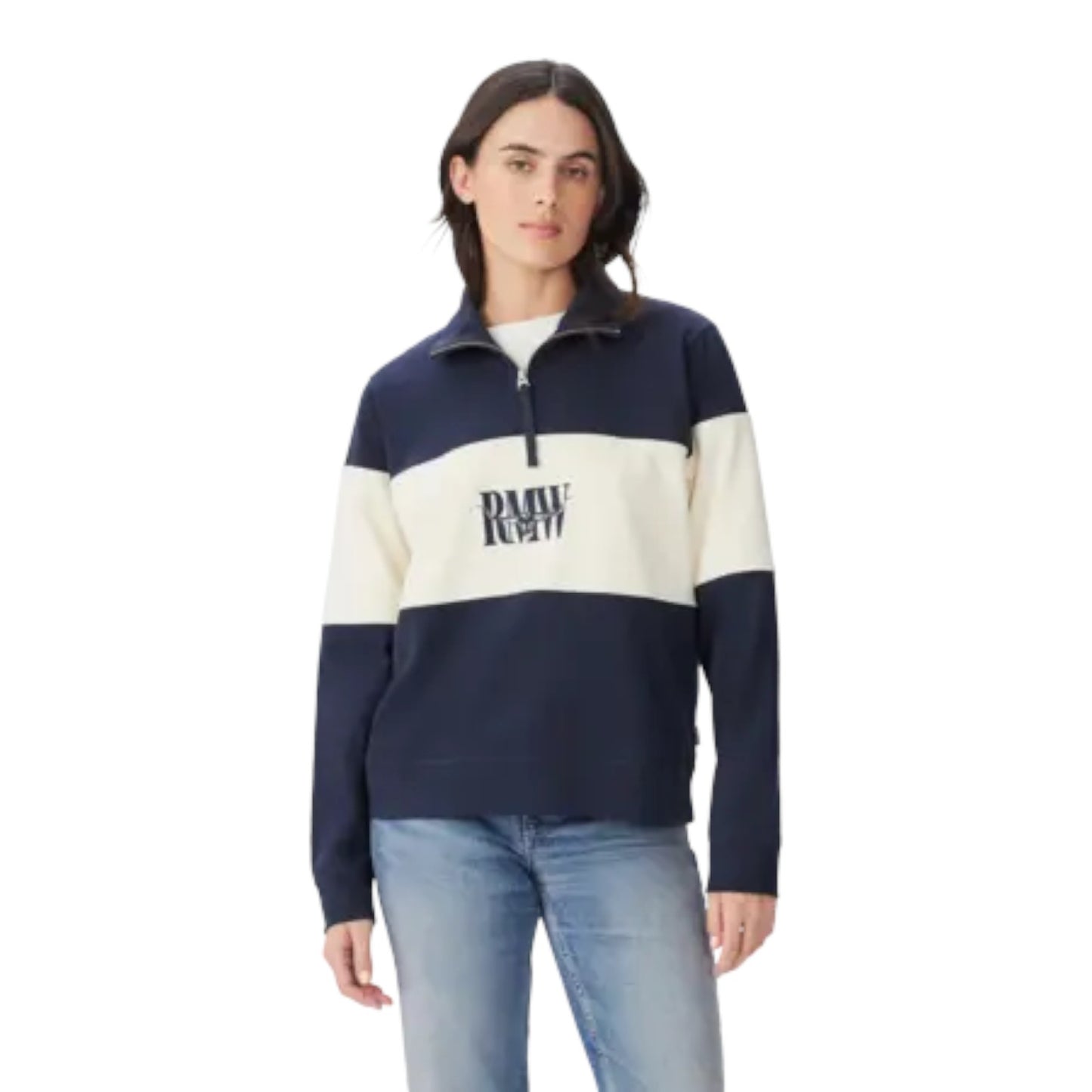 R.M. Williams Trickett Panel Sweatshirt Navy Ivory