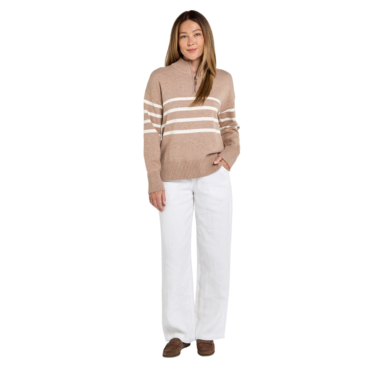 Dubarry Fonthill Zip Neck Sweater Taupe