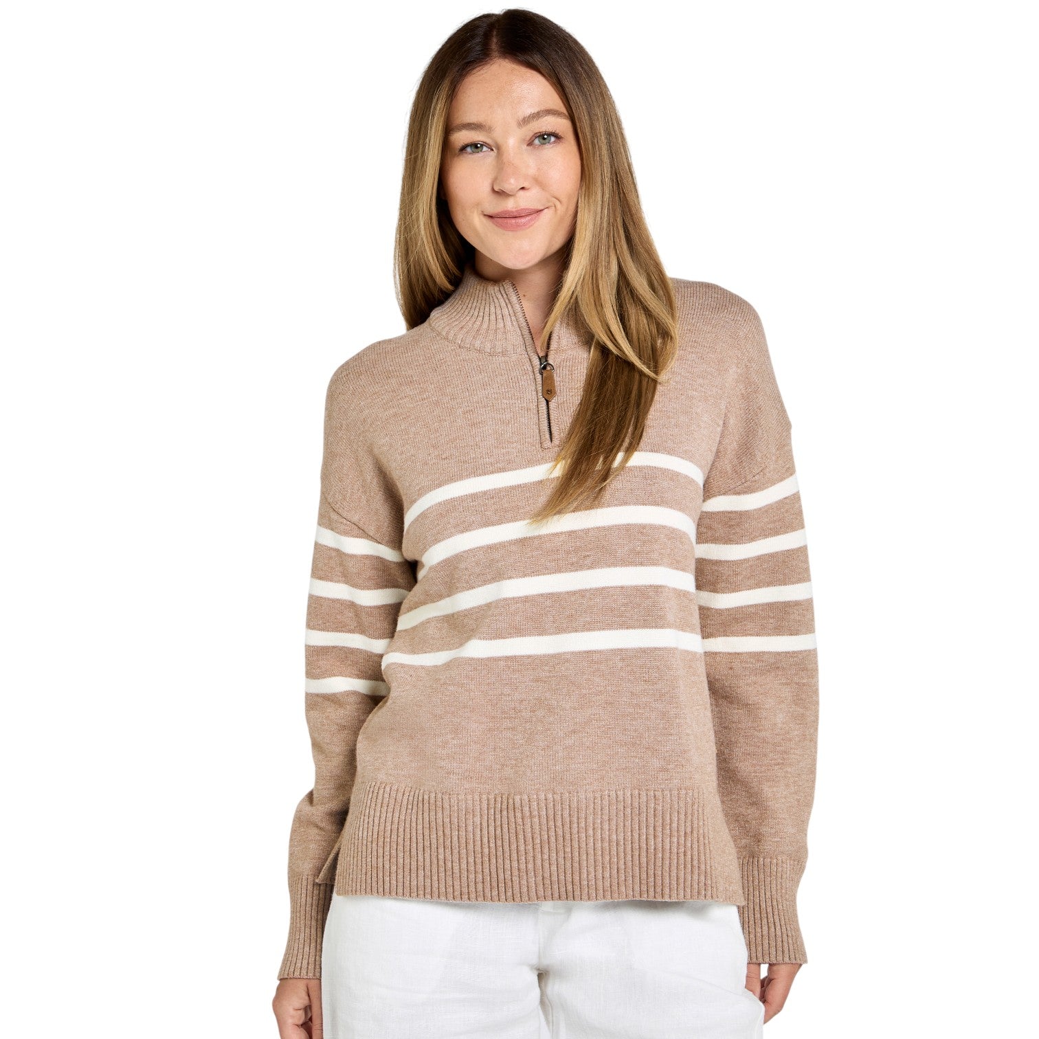Dubarry Fonthill Zip Neck Sweater Taupe