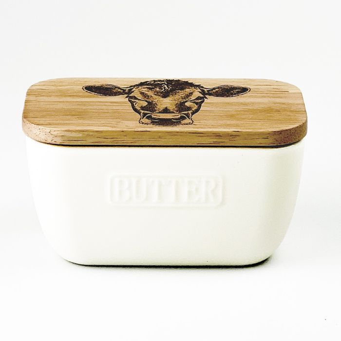 White Butter Dish - Jersey Cow