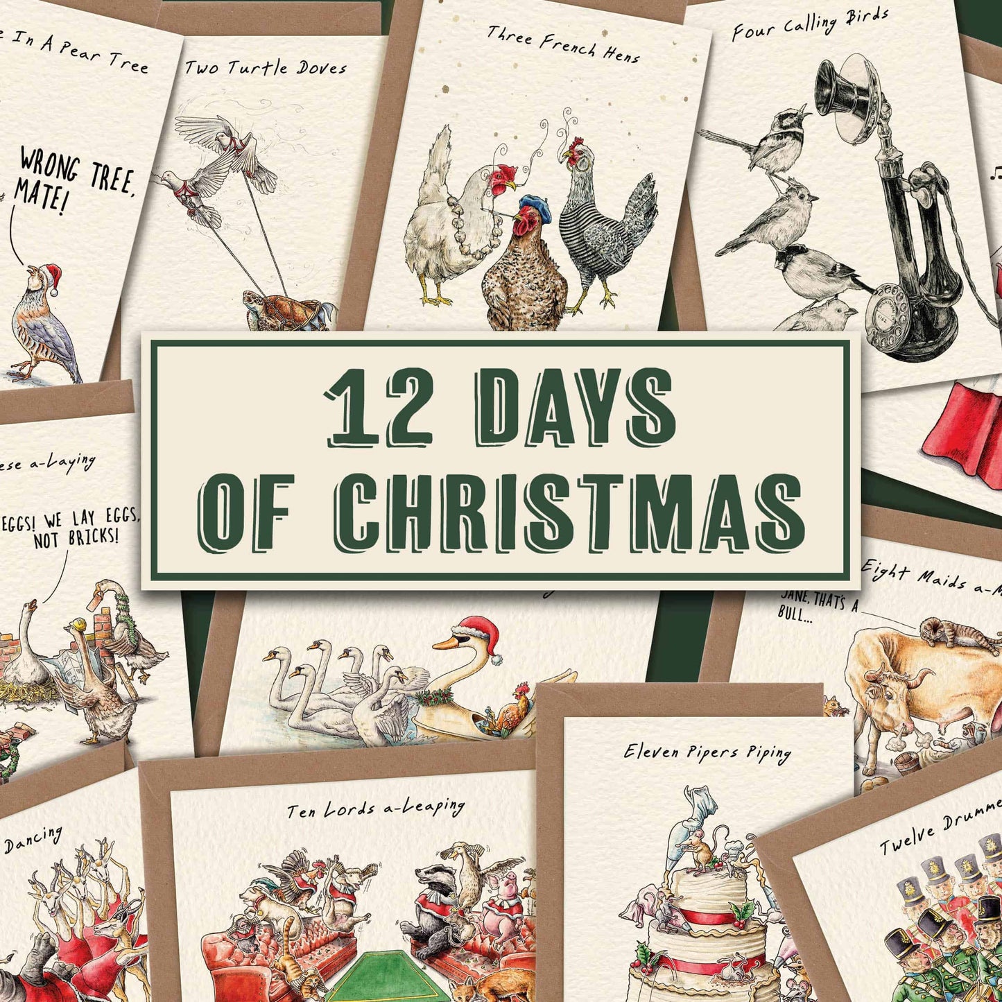 12 Days Of Christmas Card Set - Holiday Cards - Christmas