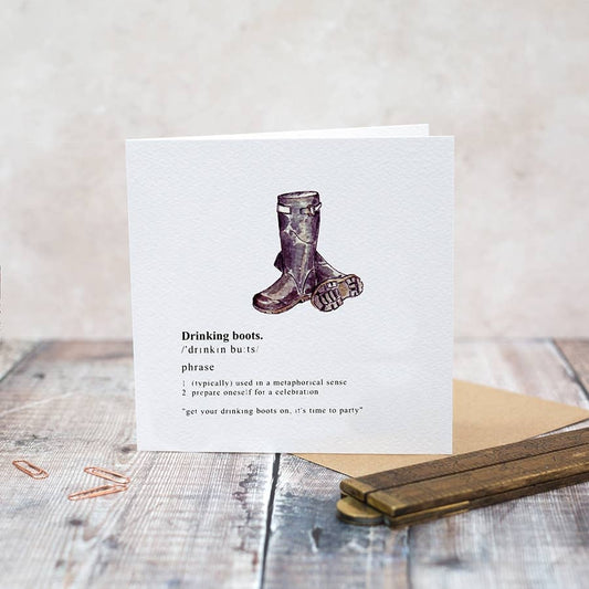 Drinking Boots Card (Cello-Free)