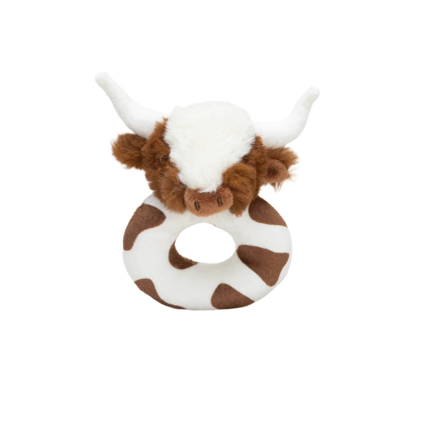 Texas Longhorn Highland Brown Cow Baby Plush Rattle 10cm