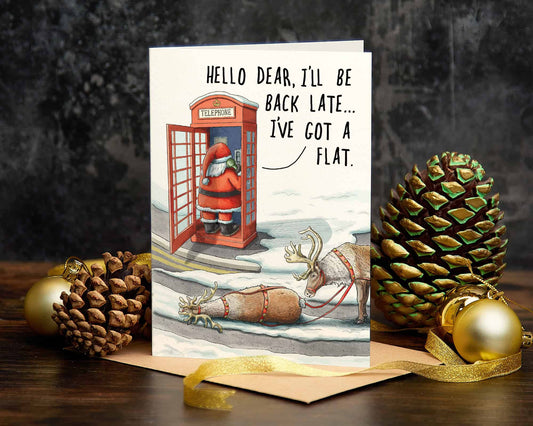 Reindeer Flat Christmas Card - Holiday Card