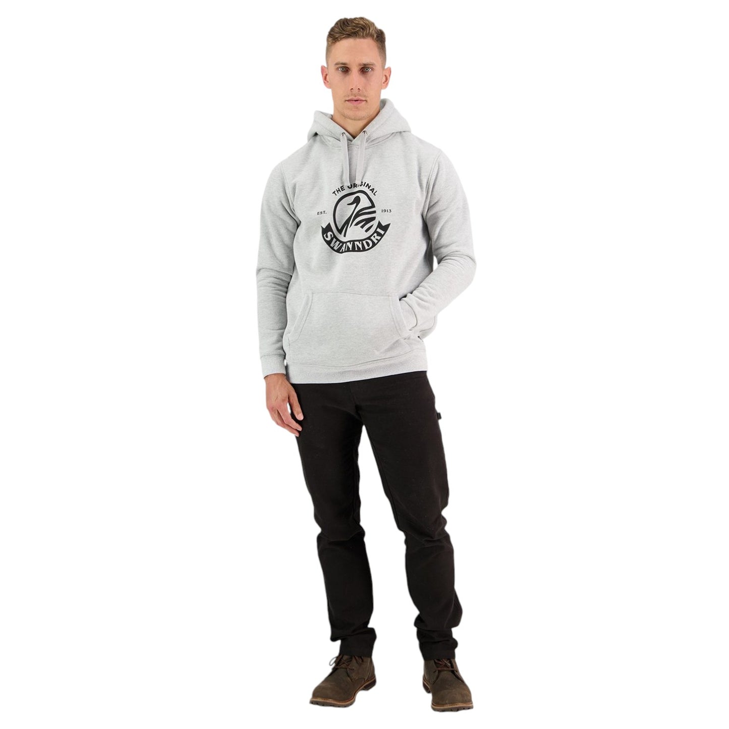 Swanndri Grey Marle/Black Original Fleece Hoodie