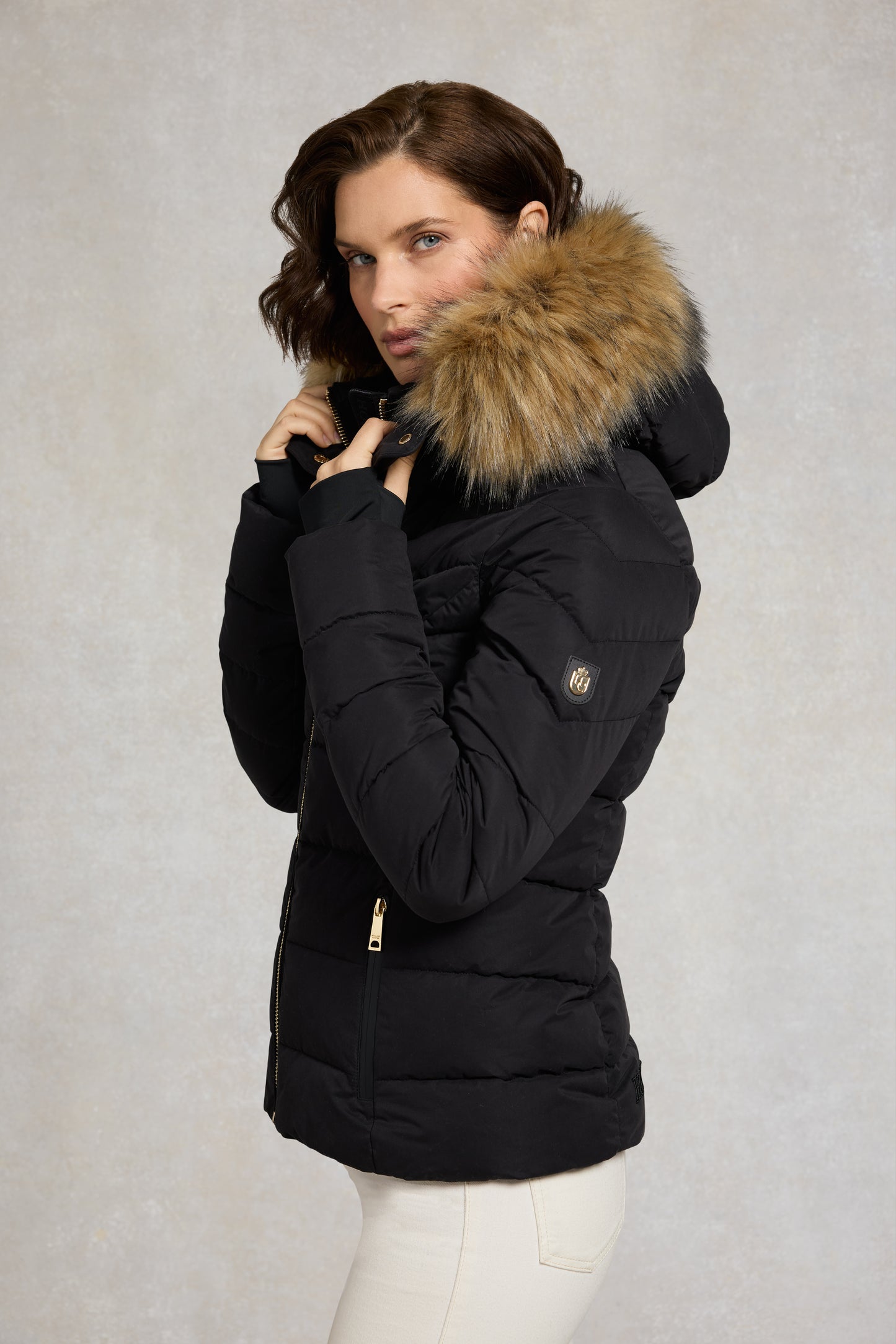 Holland Cooper Whistler Puffer Jacket Deep Black Natural