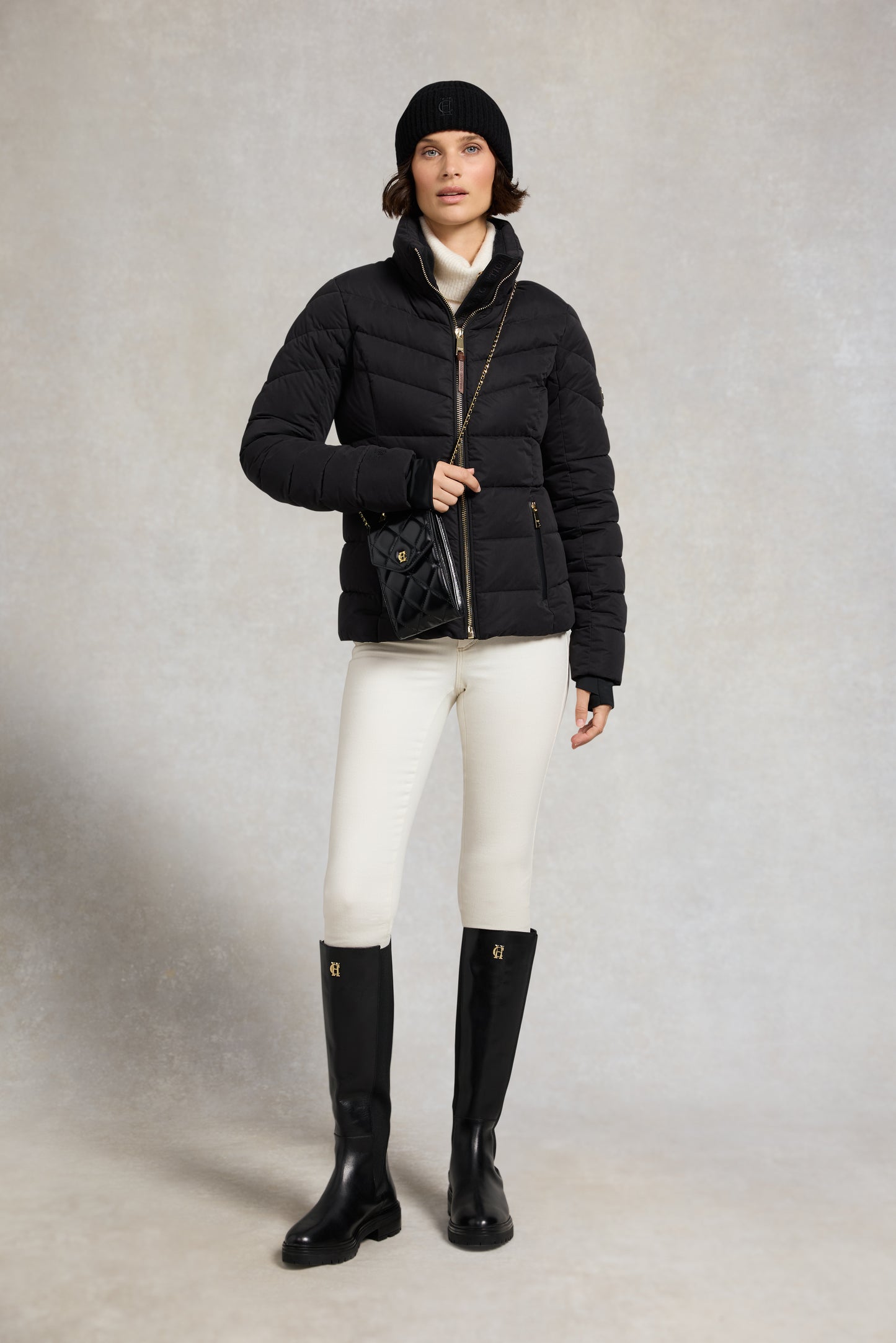 Holland Cooper Whistler Puffer Jacket Deep Black Natural