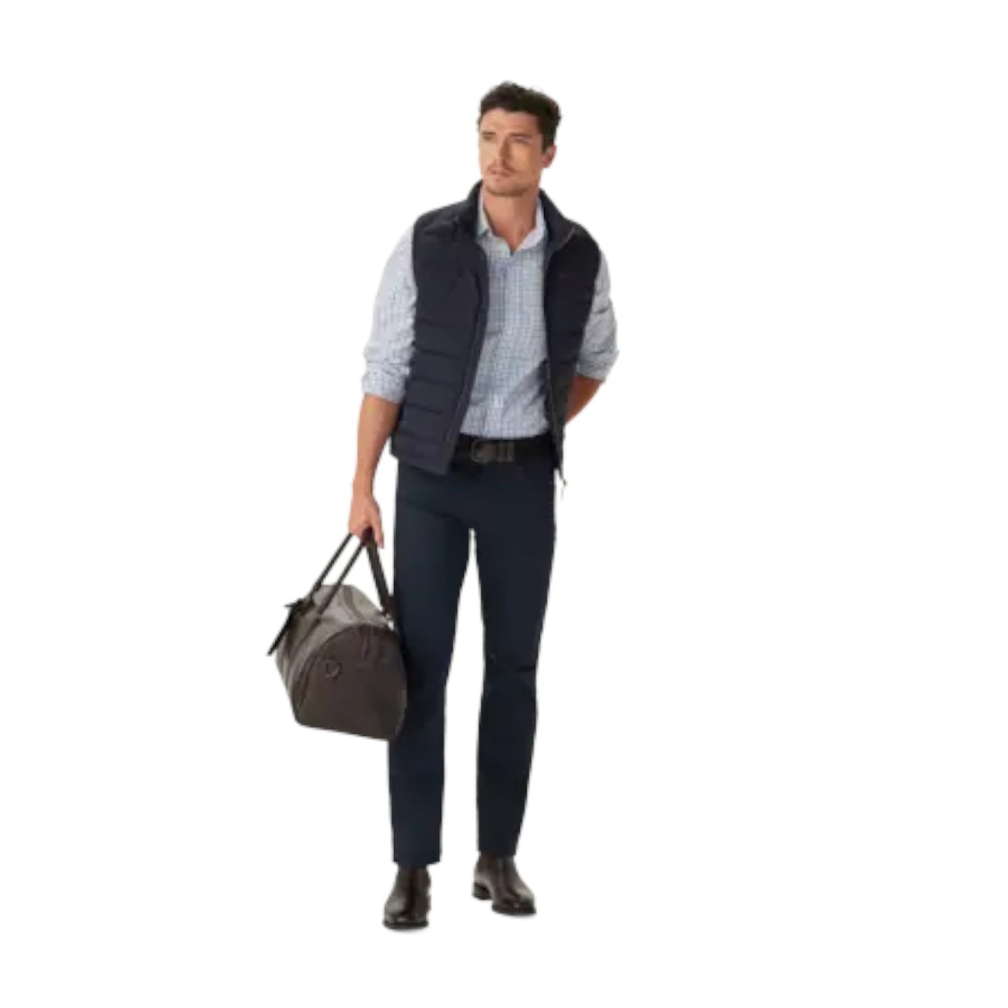 R.M. Williams Newland Poplin Check Shirt Navy