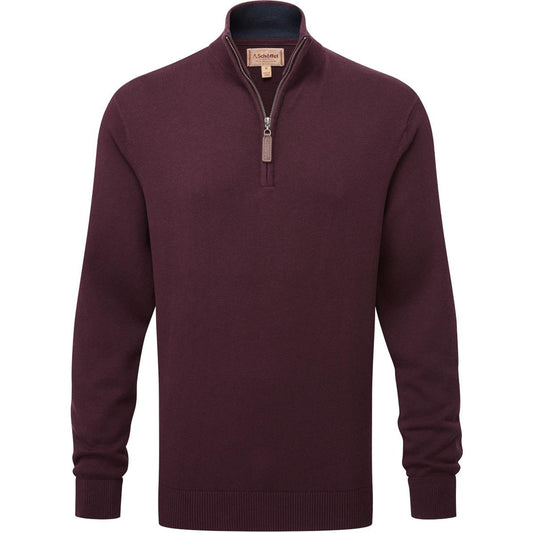 Schoffel Calton Cotton Cashmerer Zip Jumper Wine 