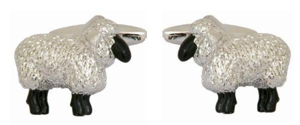 Sheep 3D Rhodium Plated Cufflinks
