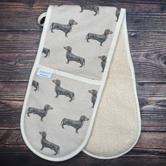 Susel & Co Dachshund - Linen Double Oven Gloves