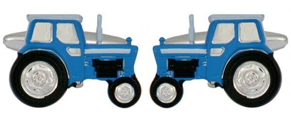 Blue Tractor Rhodium Plated Cufflinks