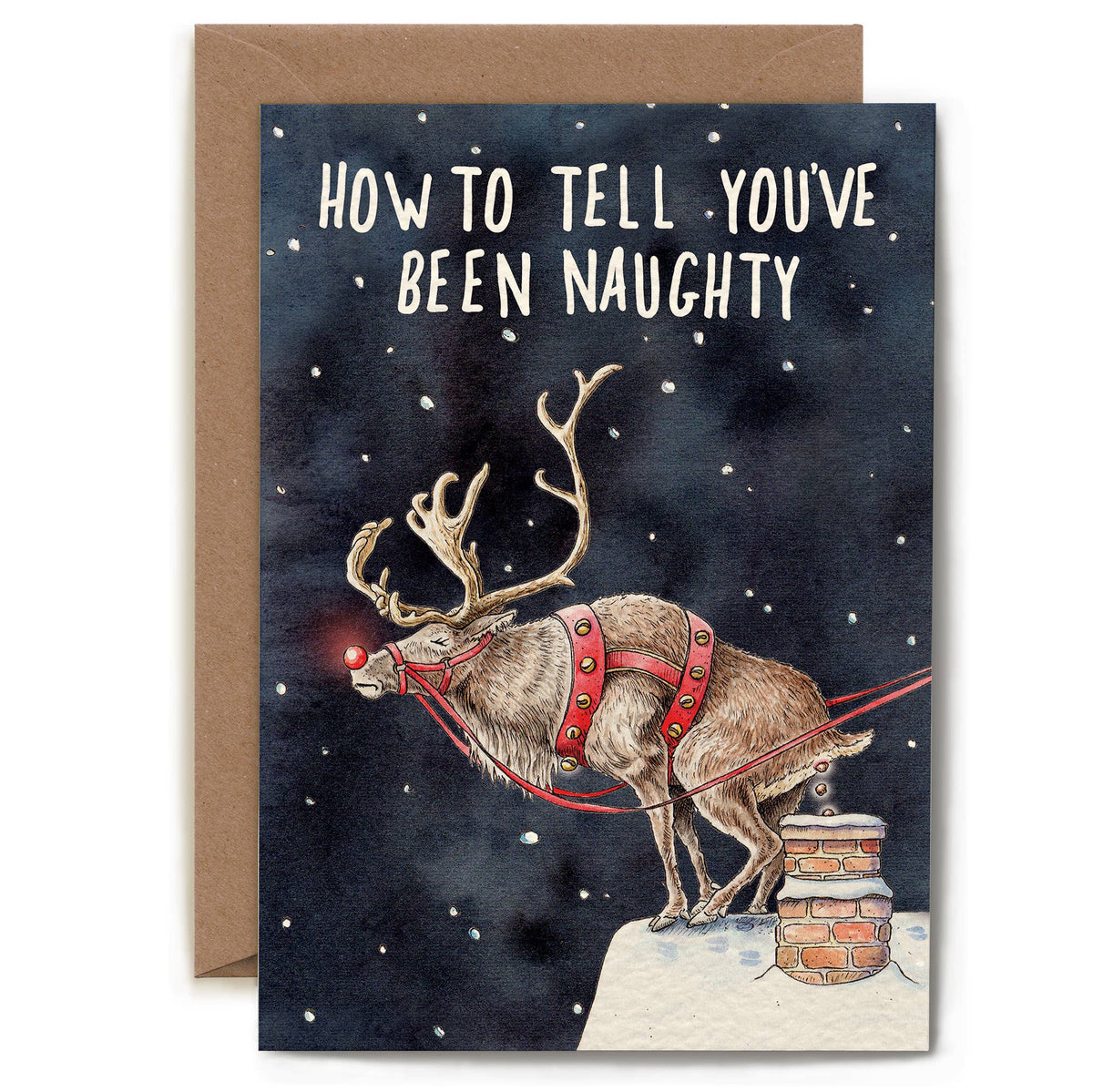 Naughty Reindeer Card - Holiday Card - Christmas Card