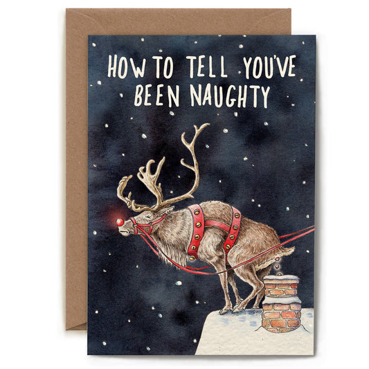 Naughty Reindeer Card - Holiday Card - Christmas Card