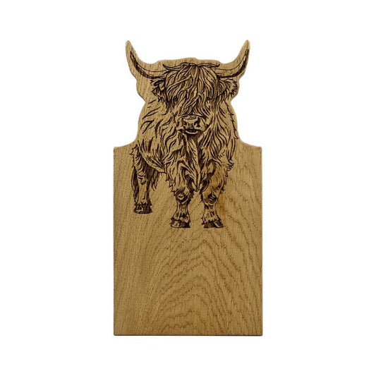 Framed Oak Serving Board - Small - Highland Cow