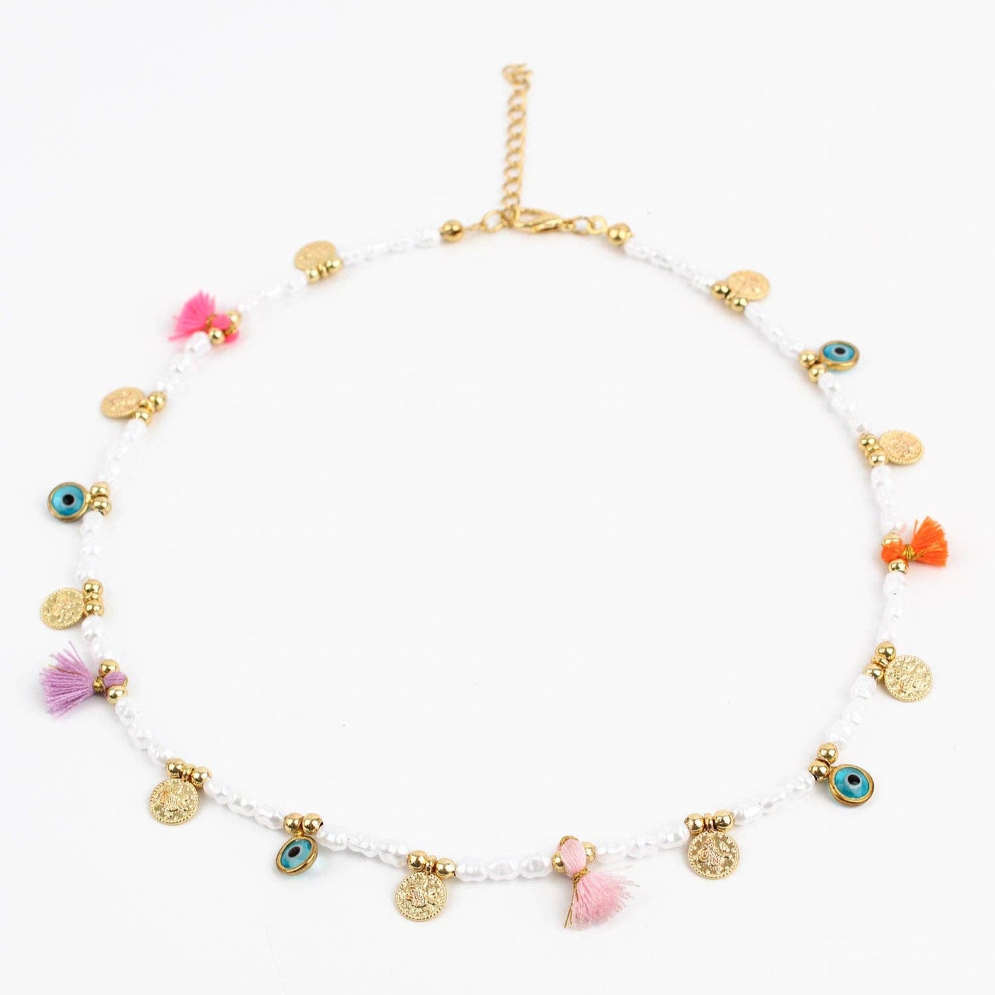 My Doris Pearl Charm And Tassel Necklace