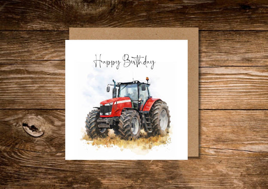 Red Tractor Birthday Card