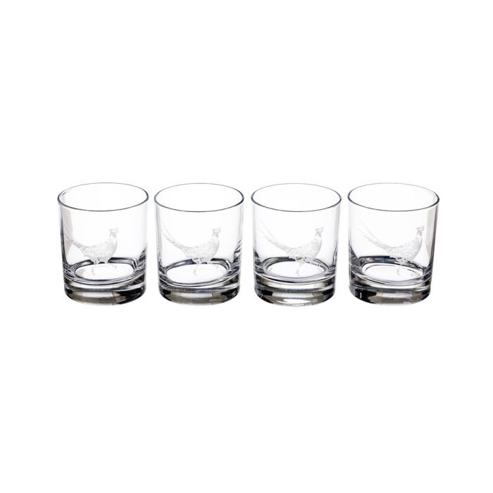 4 Glass Tumblers - Pheasant