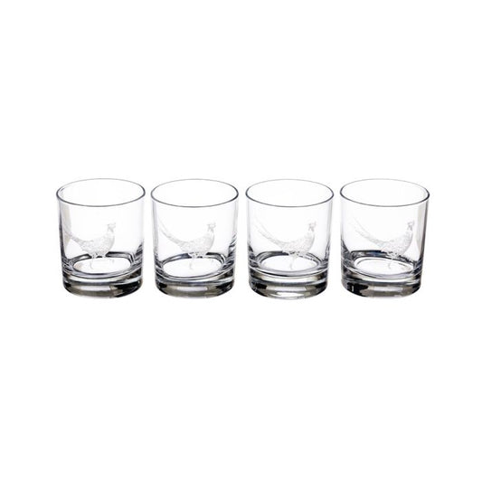 4 Glass Tumblers - Pheasant