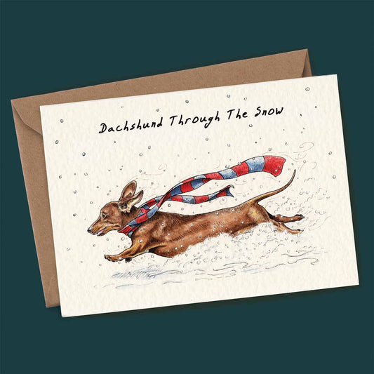 Dachshund Through The Snow Card - Holiday Card: 5" x 7"