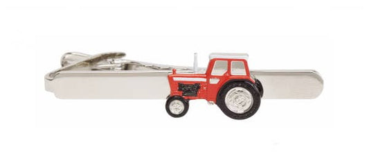 Red Tractor Rhodium Plated Tie Clip