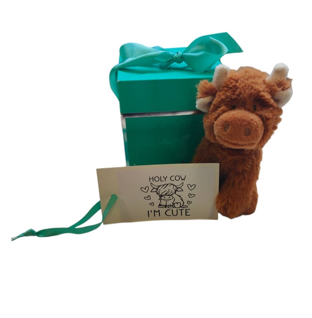 Holy Cow I'm Cute Highland Br Cow Baby Soft Mini Toy & Box