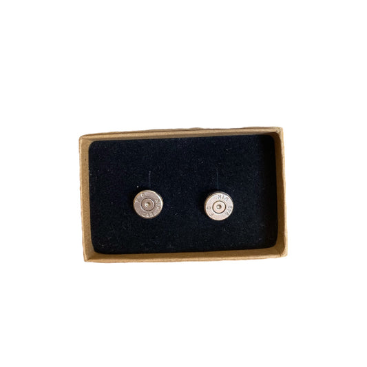 Spent Shells Rifle Stud Earrings Silver