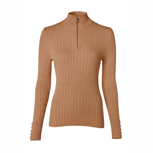 Holland Cooper Ava Quarter Zip Knit Dark Camel Marl