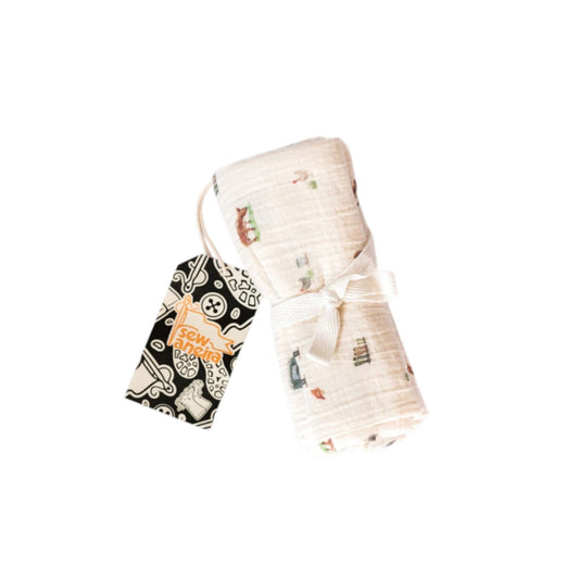 Sew Aneira 4 x 4 Cow Print Organic Cotton Muslin