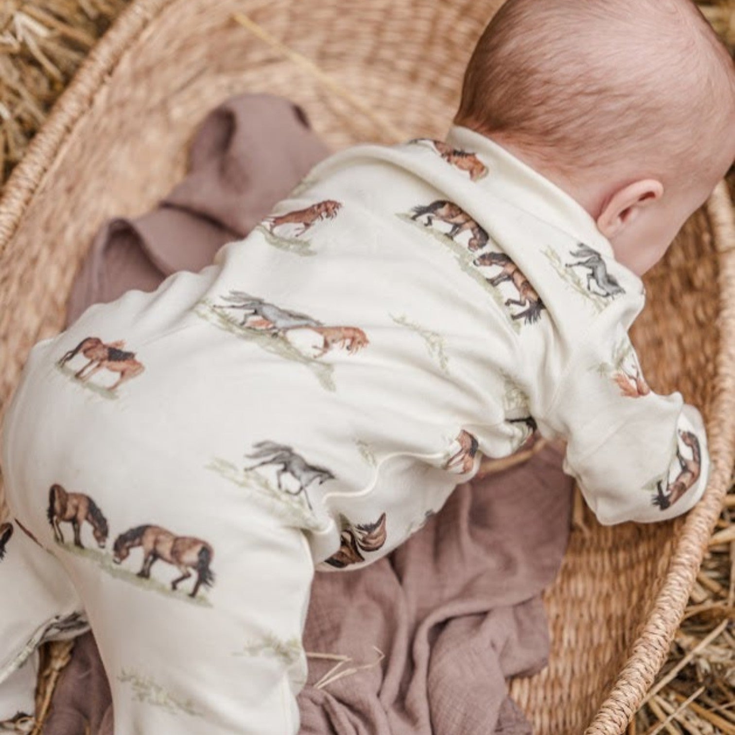 Sew Aneira Pony Print Organic Cotton Sleepsuit