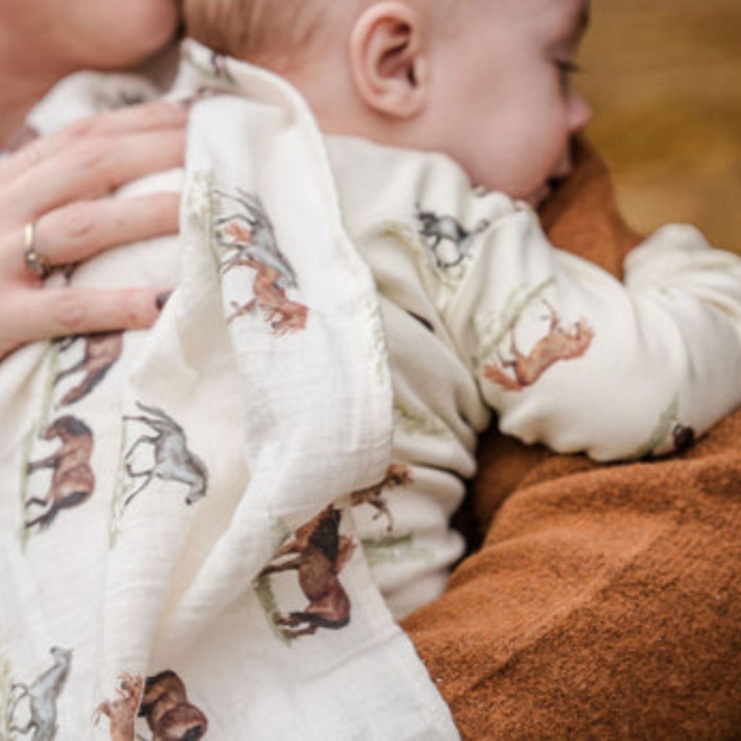 Sew Aneira 4 x 4 Cow Print Organic Cotton Muslin