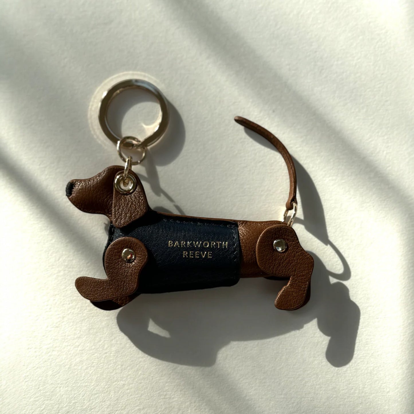 Barkworth Reeve Bertie Sausage Dog Keyring Tan/Navy