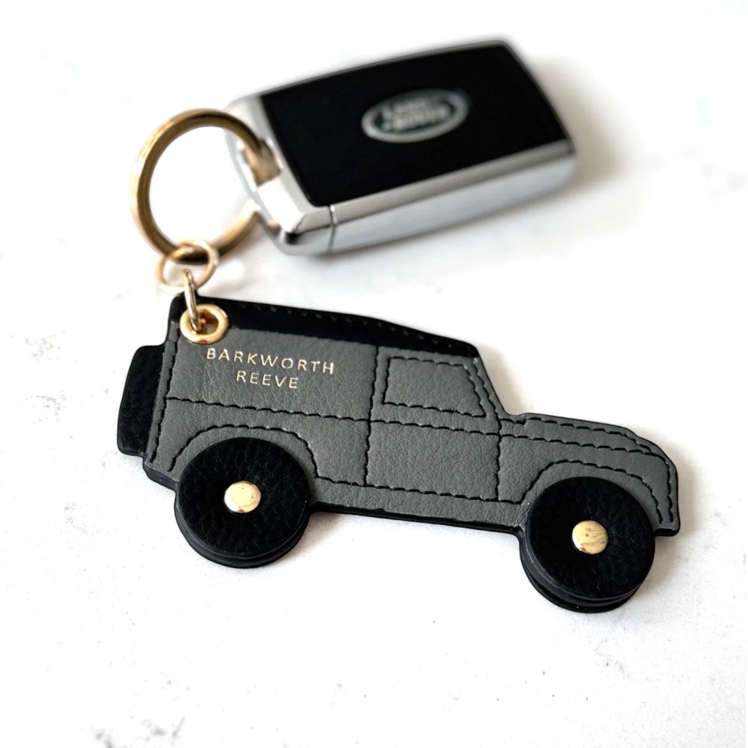 Barkworth Reeve Off Road 4x4 Keyring Grey & Black Leather