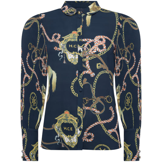 Holland Cooper Beau Shirt Navy Horse Print