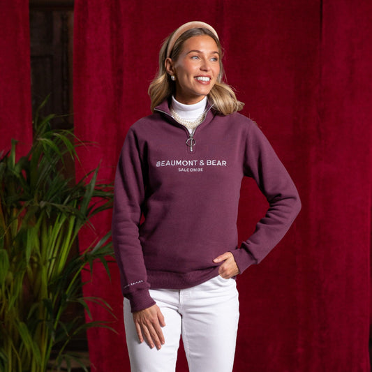 Beaumont & Bear Kingswear Unisex Quarter Zip Berry
