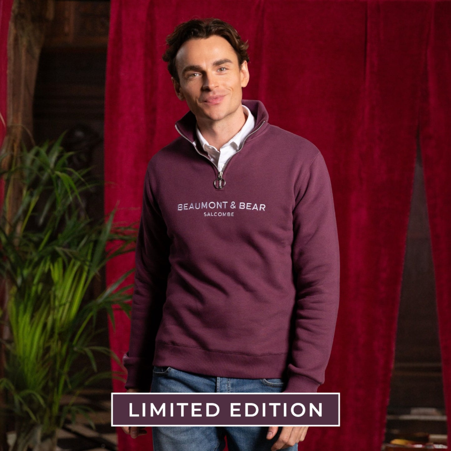 Beaumont & Bear Kingswear Unisex Quarter Zip Berry