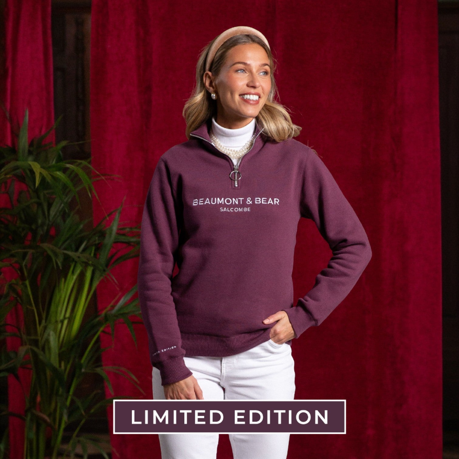 Beaumont & Bear Kingswear Unisex Quarter Zip Berry